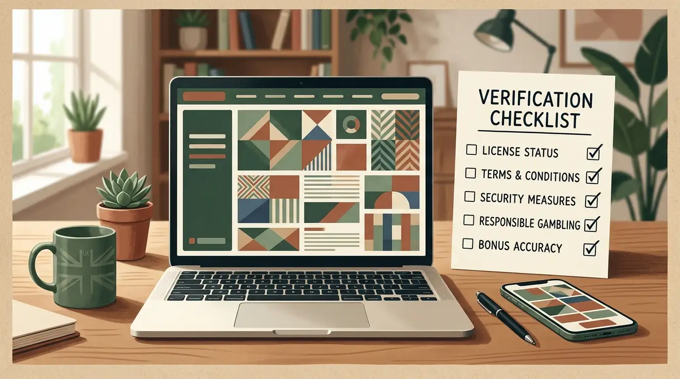 Illustration of a UK online casino verification checklist