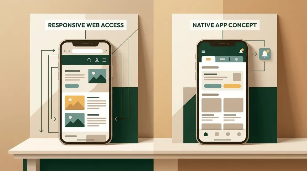 Phone browser versus native app comparison for an online casino